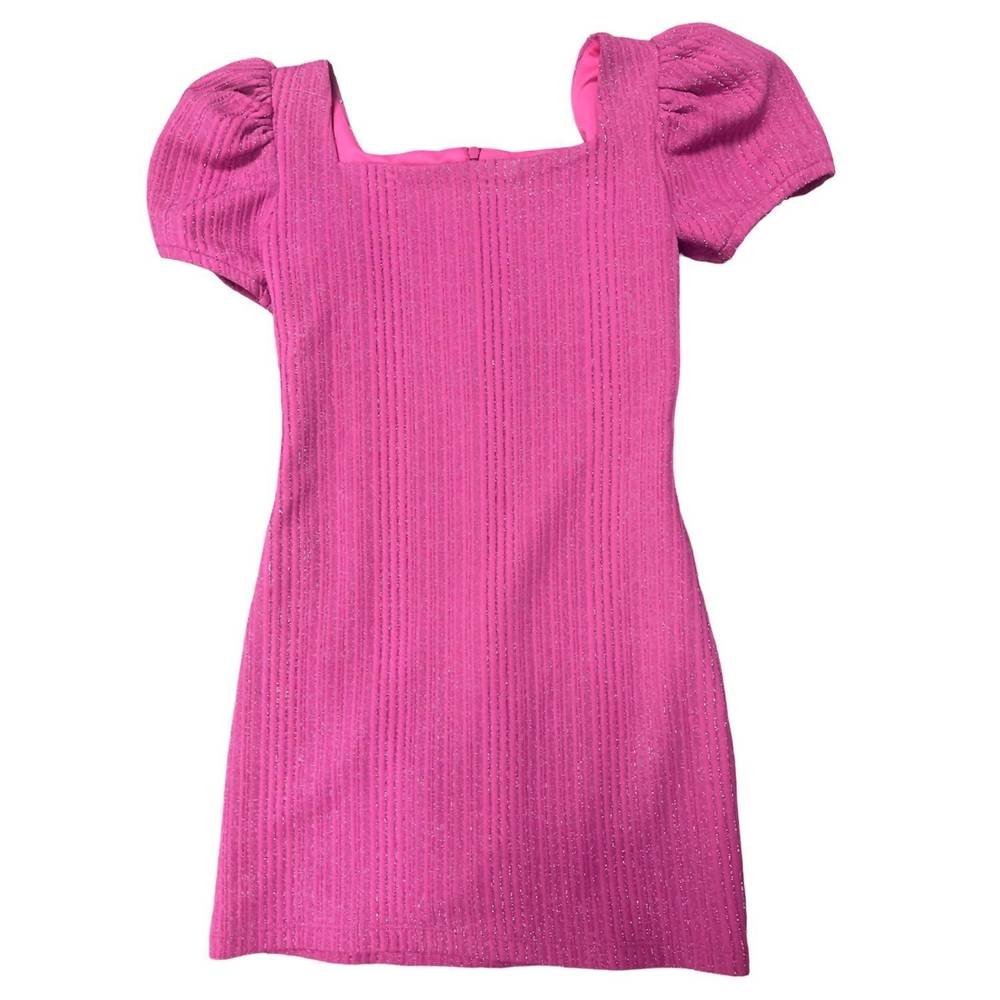 NEW BY DEBRA women's squareneck sparkle dress in fuschia
